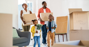 African American family moving into new home