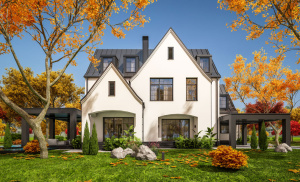 Single Family home with fall foliage