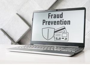 Fraud Prevention Message on Laptop