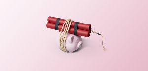 Piggy Bank with Dynamite attached