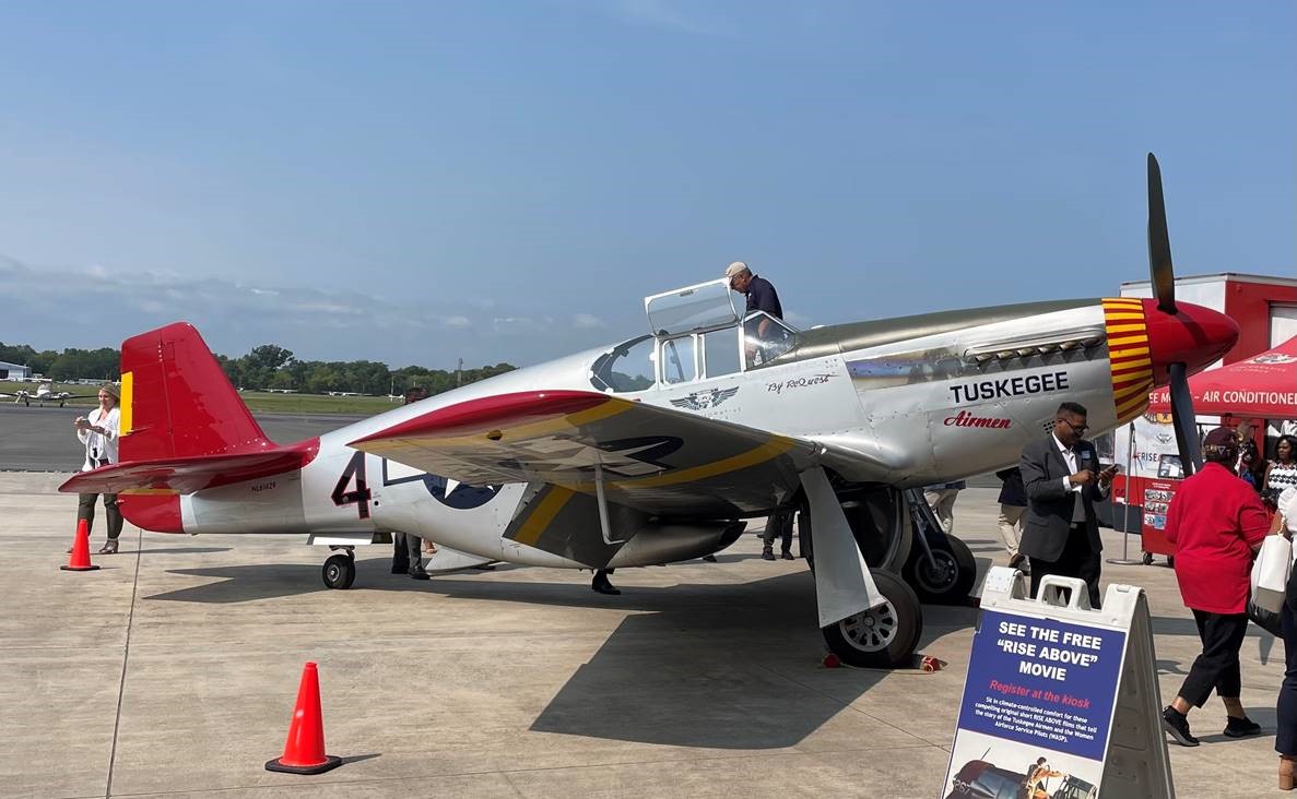 An airplane from the RISE ABOVE exhibit