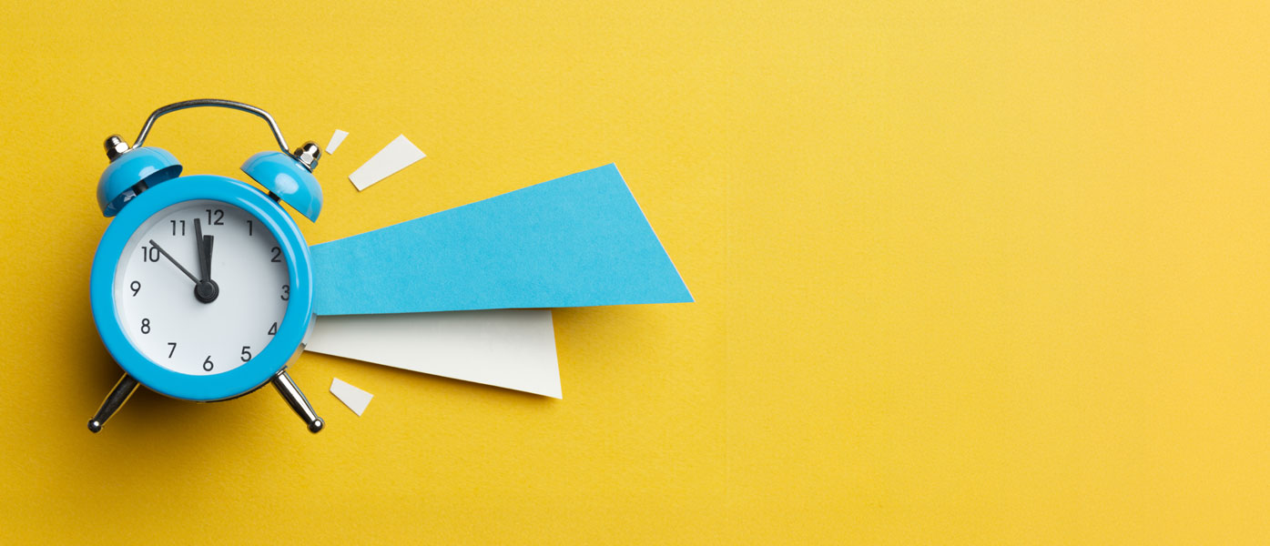 aqua alarm clock on bright yellow background - Now Not Later Limited Time Offer CD