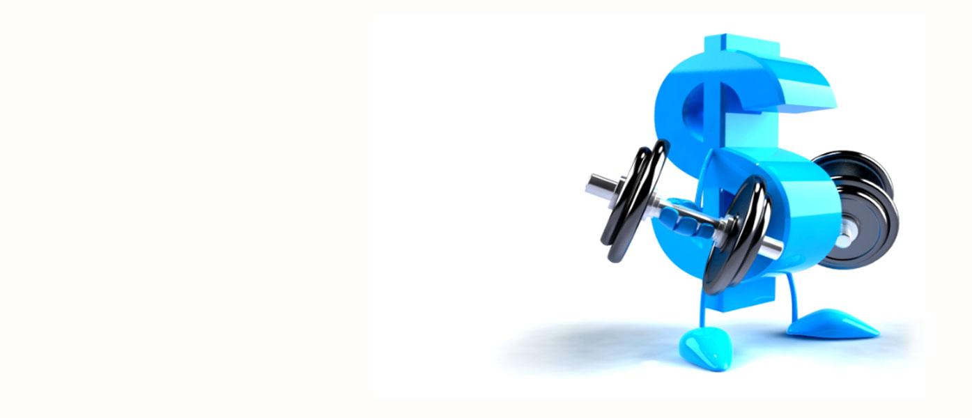 flex your funds cd 3d dollar sign with dumb bells
